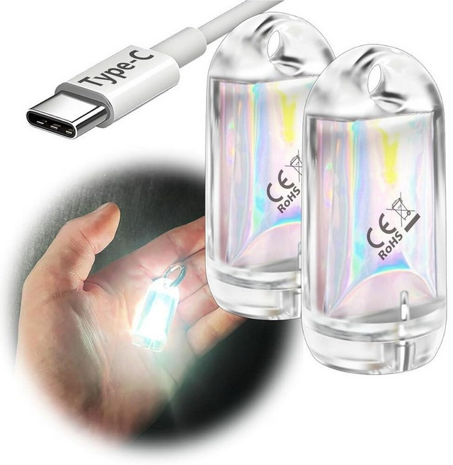DOKeep USB 미니 LED 랜턴 2팩 방수 EDC 키체인 손전등 캠핑용 Type-C 충전식 배터리 소형 스틱 램프 퍽 개 목걸이 토치 라이트 (오렌지+레드)_16793, 화이트+레드_167933