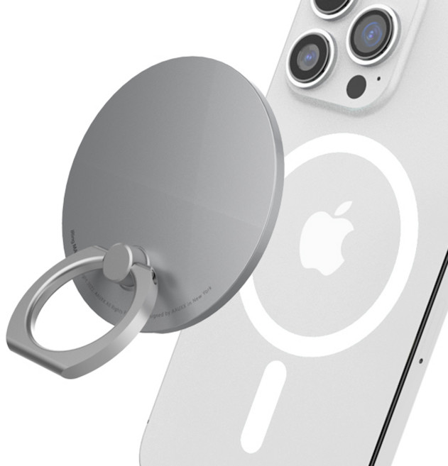 AAUXX 아이링 매그 스마트링 핸드폰 거치대 (맥세이프 탈부착), 글레이시어  실버, 1개