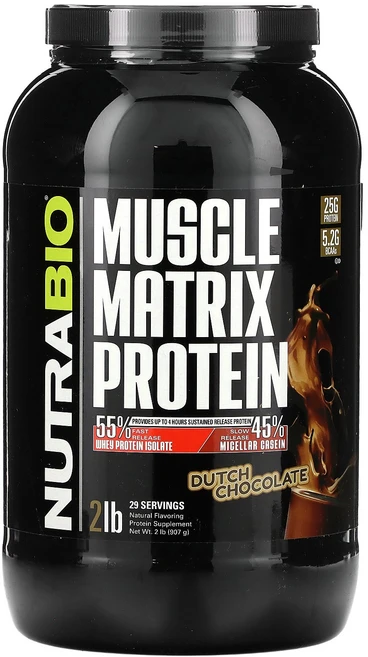 뉴트라바이오 NutraBio Muscle Matrix Protein Dutch Chocolate 2 lb 907 g, 907g - 쿠팡