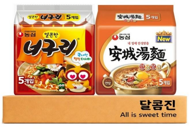 [달콤진] 농심 얼큰한너구리120g + 안성탕면 125g5개 세트, 10봉