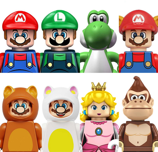슈퍼마리오 8종 캐릭터 피규어 레고호환 피규어 수집/장식/전시용 블록피겨 키덜트아이템, 09. 슈퍼마리오 8종 세트 VER.3(로켓), 1개