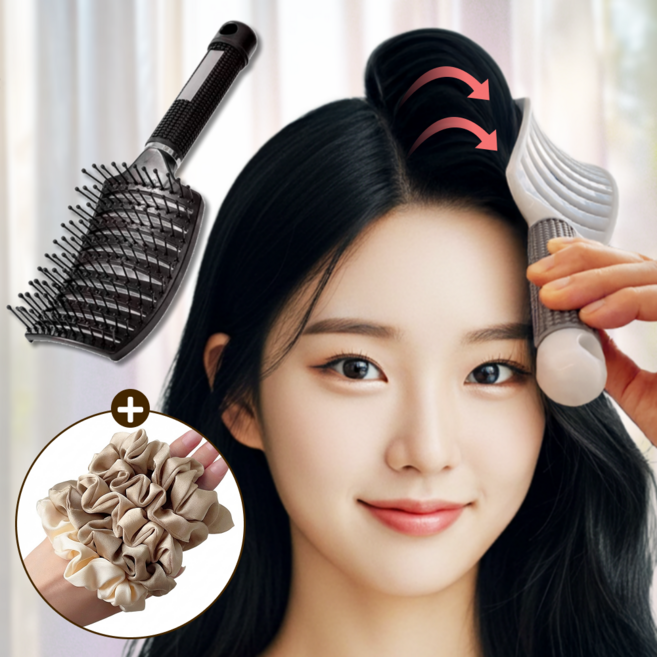 멜리 뿌리가 살아나는 볼륨업 헤어 브러쉬 빗 드라이빗, 1개, T008B (블랙)