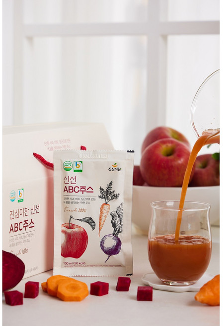 첨가제없이사과 당근 비트만으로맛있게만든진심이찬건강한ABC쥬스100ML 해독주스 변비 선물 어버이날 어린이날 추석 명절 설선물 장수바른식품 abc주스, 30개, 100ml