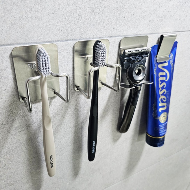 루벨르 물때방지 304스텐 칫솔 거치대 무타공, 1개, 2인 세트