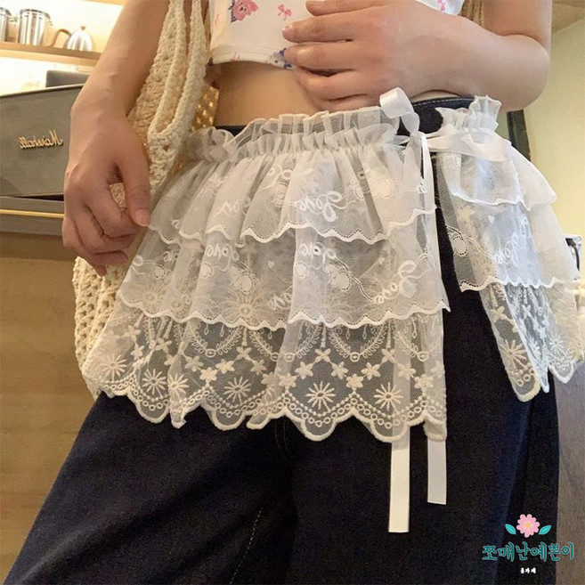 쪼예 발레코어 레이스 캉캉 시스루 레이어드 랩 스커트