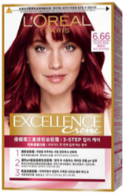 로레알파리 엑셀랑스 크림 염모제, 6.66 PURE RED, 6개