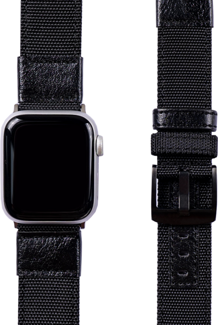 모할랩 애플워치 3/4/5/6/7/8/9/SE 호환 스포티 레더 스트랩 + 보호필름, 01 블랙, 45mm