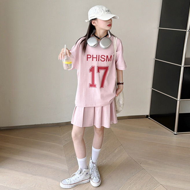 밀크봉봉 여아 초등학생 중학생 반팔+스커트