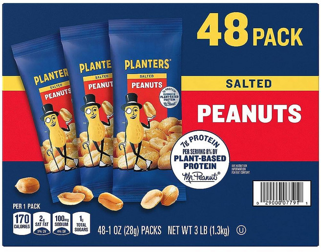 PLANTERS 플랜터스 솔티드 피넛 28g 48팩 미국 땅콩 스낵, 1개