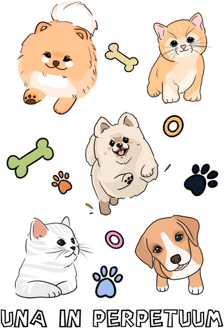 컬러 강아지 도안 동물 타투 스티커 (2장)