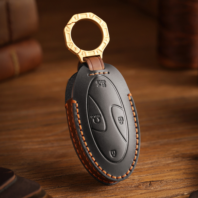 현대자동차 키케이스 가죽 스마트키 케이스 싼타페 MX5 아반떼 펠리세이드 차키케이스, 7버튼, 블랙