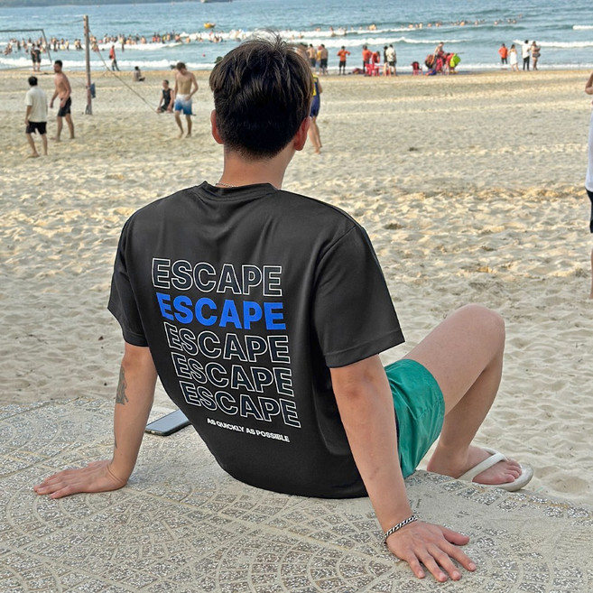 애즈낫 [~3XL 빅사이즈] 케이프 레터링 기능성 쿨론 반팔 티셔츠 남자 래쉬가드 수영복