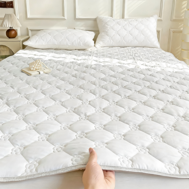 모다까사 사계절 알러지케어 누빔 침대패드 고정밴드, 화이트