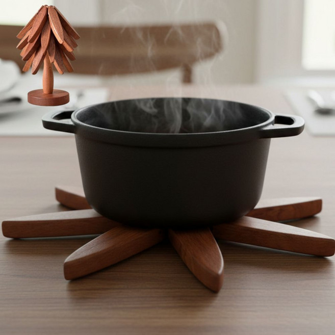 LOUING 냄비받침대 나무 찌개 우드 냄비받침, 1개, 월넛