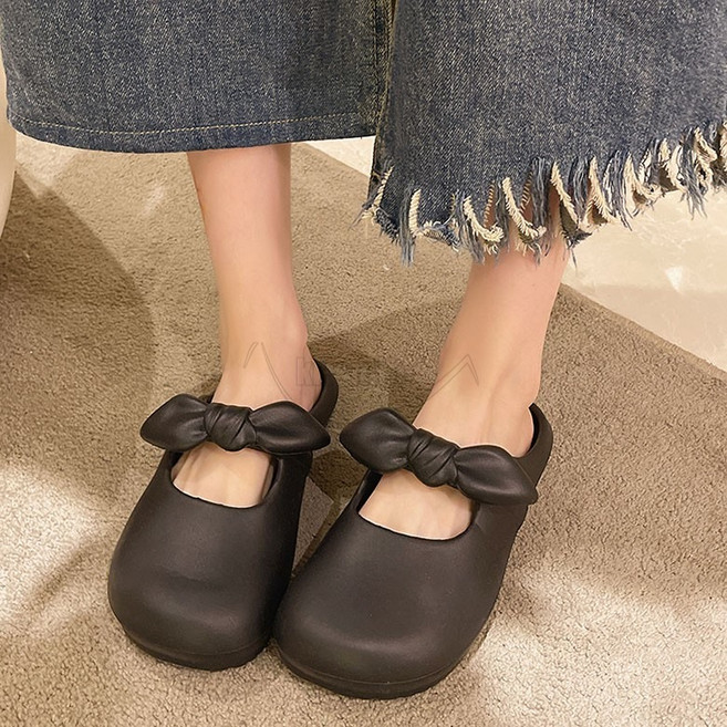 Krismile 여성 통굽 블로퍼 발이 편한 슬리퍼 사무실슬리퍼 패션리본 비치슬리퍼 X2506J5