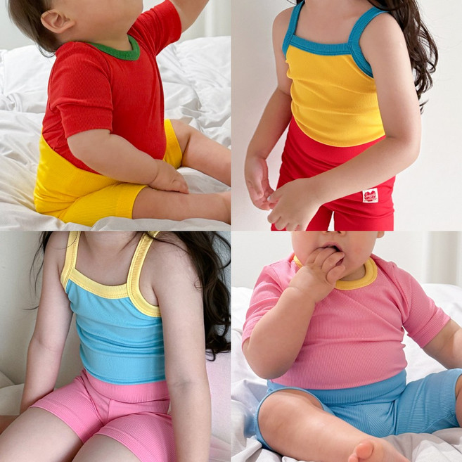 슈슈페 아기 여름 실내복 츄잉 상하세트 (반팔/민소매)