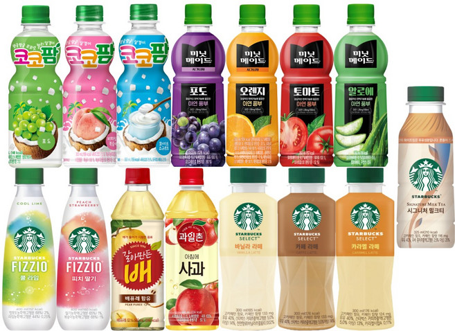 페트음료 코코팜 미닛메이드 스타벅스 15종 혼합 A세트, 1세트, 300ml
