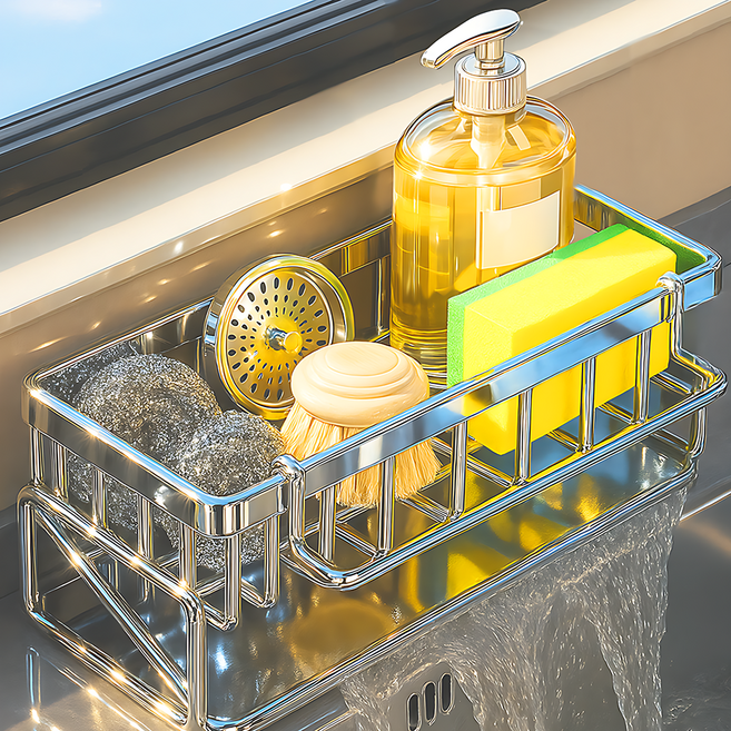 핏코드 304 스텐 물빠짐 수세미거치대, 1개, 실버