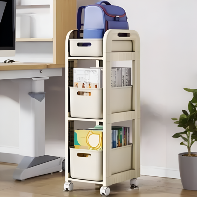 홈위시 이동식 수납 선반 다용도 트롤리, 3단, 화이트