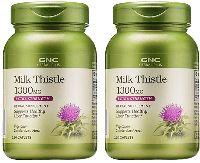 GNCHERBALPLUS 밀크 시슬 1300mg 캐플릿, 120정, 2개 - 쿠팡