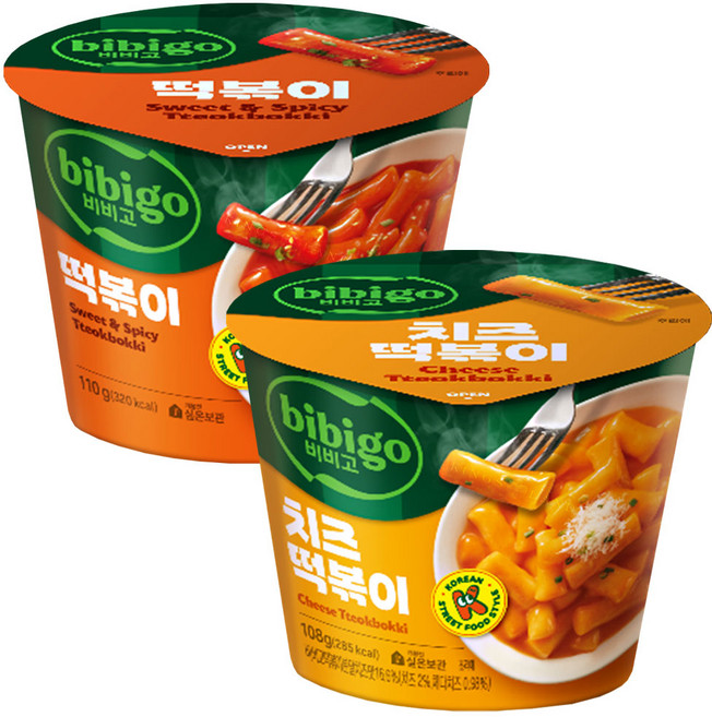 (실온보관) 비비고 컵 떡볶이 2종 (떡볶이 110g 치즈떡볶이 108g), 2세트, 218g