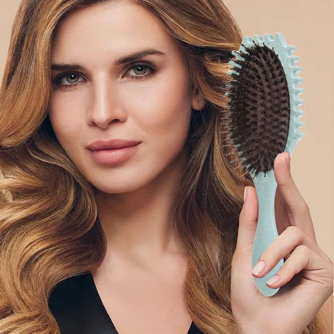 1/2구성 돈모 컬링 헤어 브러쉬 볼륨 컬링 패들 엉킴 방지 두피 마사지 빗 곱슬머리, 2개, 그린
