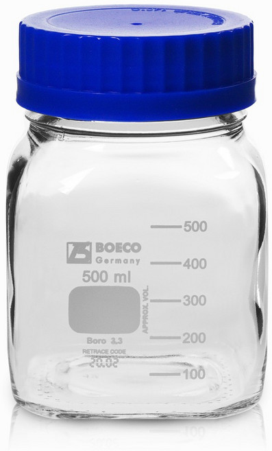 BOECO 方型寬口血清瓶 密封罐 玻璃保鮮罐, 1個, 500ml (超商取貨限 6 支)