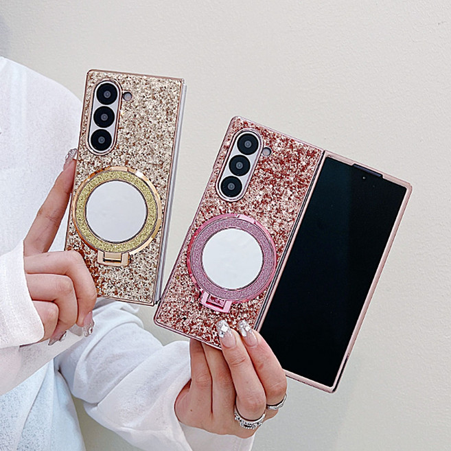 갤럭시 z폴드7 폴더 큐빅 글리터 데코덴 미러 맥세이프 링 그립 슬림 하드 커버 케이스