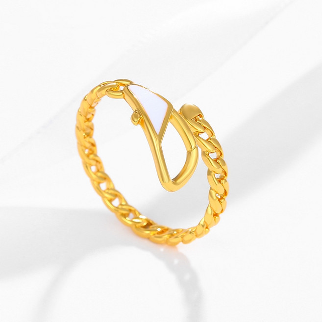 Youmi 14K 도금 체인 포인트 오픈링 조절 가능한 여성 패션 반지 FD09