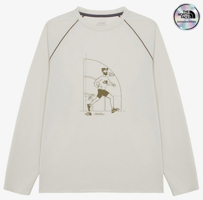 국내백화점 노스페이스 티셔츠 공식 NT7TR51B 남성 살리오 긴팔 CREAM (BK파우치증정)