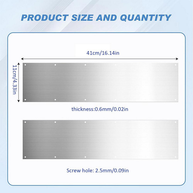 전면 문짝 킥 플레이트 스테인레스 스틸 금속 도어 장식 내부 방지 2 개, 01 2Pcs package, 01 빠른