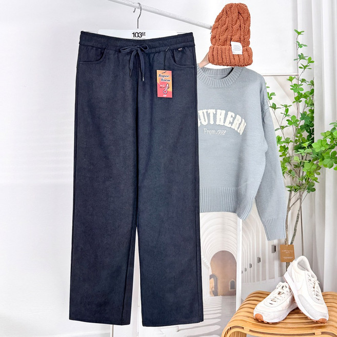 103st 융 기모 코듀로이 세미 와이드 팬츠 5컬러/여성 밴딩 스판 겨울 골덴 바지