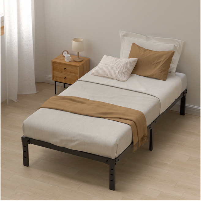 휴가하우스 견고한 철제 침대 프레임 매트리스 받침대 깔판 S/SS/Q, 블랙