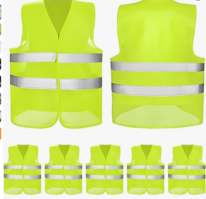 AURRA 형광 안전조끼 5개입 안전조끼 고휘도 야간 반사 작업용 노랑색 현장 신호수 안전 조끼, 5개, 형광그린