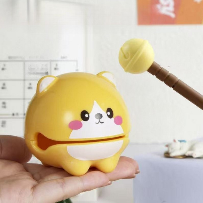 解壓小木魚擺件 可愛療癒小物 辦公桌面裝飾, 1個, 小柴款