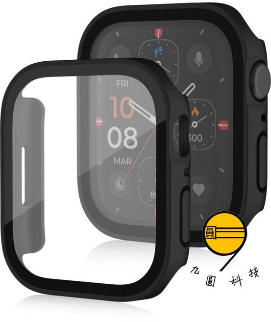 防窺一體式保護殼 適用於 Apple Watch 硬殼, 1個, 防水磨砂錶殼 黑色,46mm（S11/S10）通用, 黑色