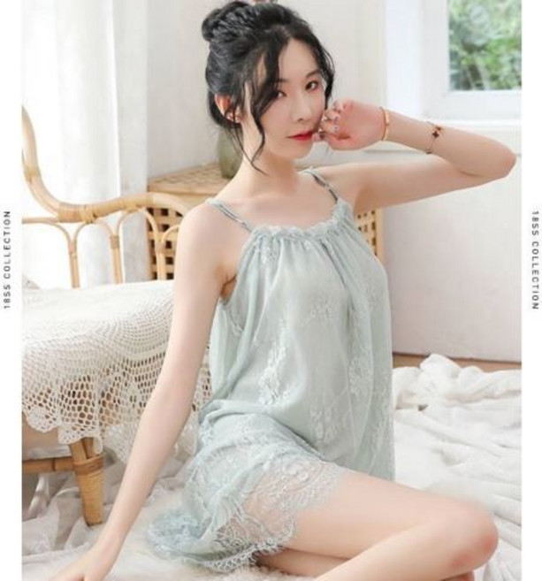 Qurora 大尺碼蕾絲睡裙 甜美仙女風格家居服