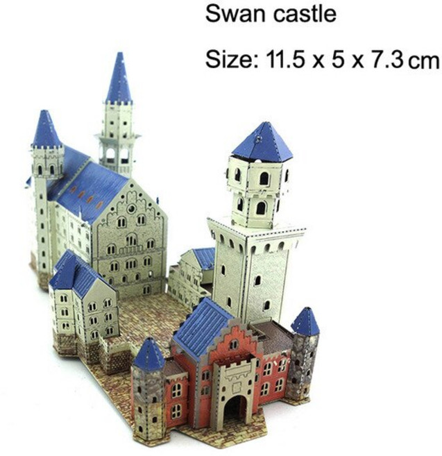 금속조립 미니어처 건물 배 모형 DIY 조립 Piececool-세계적으로 유명한 메탈 3D 퍼즐 화이트 하우스 에펠, 34 Swan Castle, 1개
