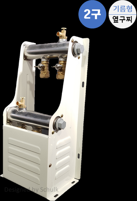 [완카바] 스텐 온수분배기 2구 나비핸들 기름형 (옆구찌 20A / 25A 선택), 1개