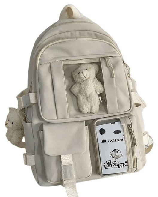 플로우어반 커스터마이즈 곰돌이 데일리 학생 백팩 + 키링 + 인형 + 뱃지