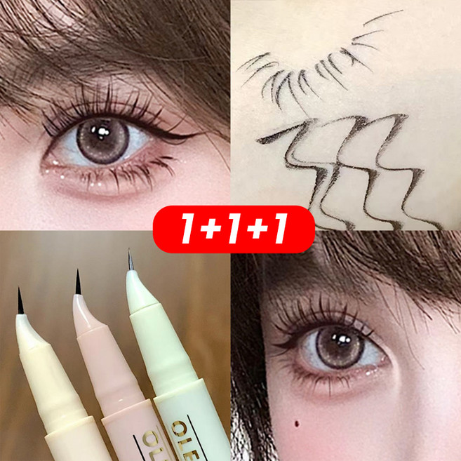[국내배송] 초미세 아이라이너 붓펜 워터프루프 번지지 않는 아이라이너 붓펜1순위 0.005mm 번지지않는 리퀴드 아이라인 펜슬 커브형, 3개, 01+02+03