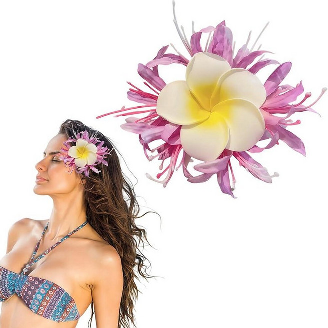 Flower Hair Clips Hawaii Hair Accessories for Women White Plumeria Hair Clip Summer Beach Claw Cli, Purple