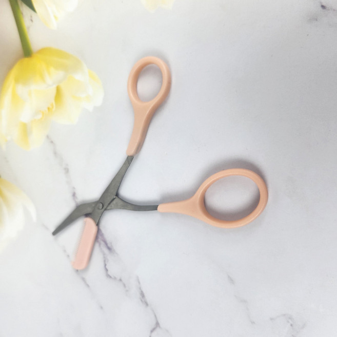 눈썹숱가위 빗달린눈썹가위 눈썹정리 미용가위 핑크