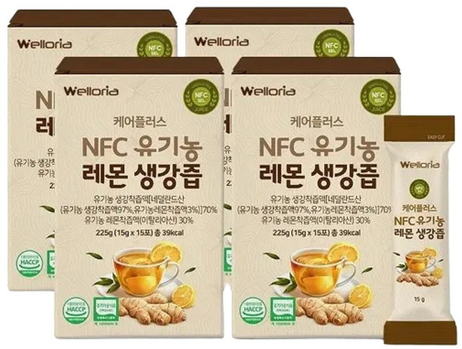 웰로리아 케어플러스 NFC 레몬생강즙 4박스(15g X 6..., 15g, 4박스