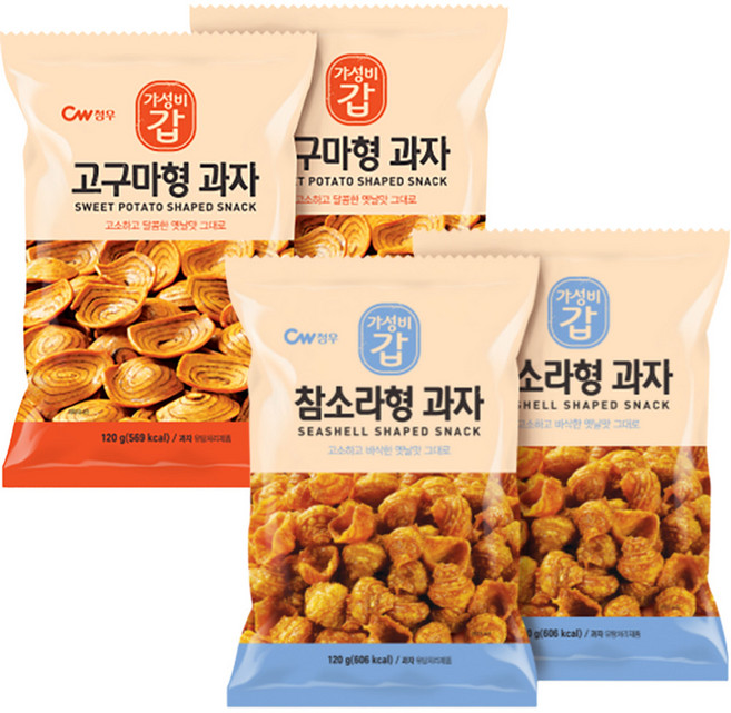 청우 참소라형 옛날과자 120gx2개+청우 고구마형 옛날과자 120gx2개, 120g