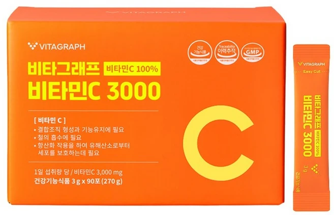 10개입 비타그래프 비타민C 비타민씨 고함량 분말 가루 90포 10개, 3g, 1세트 - 쿠팡