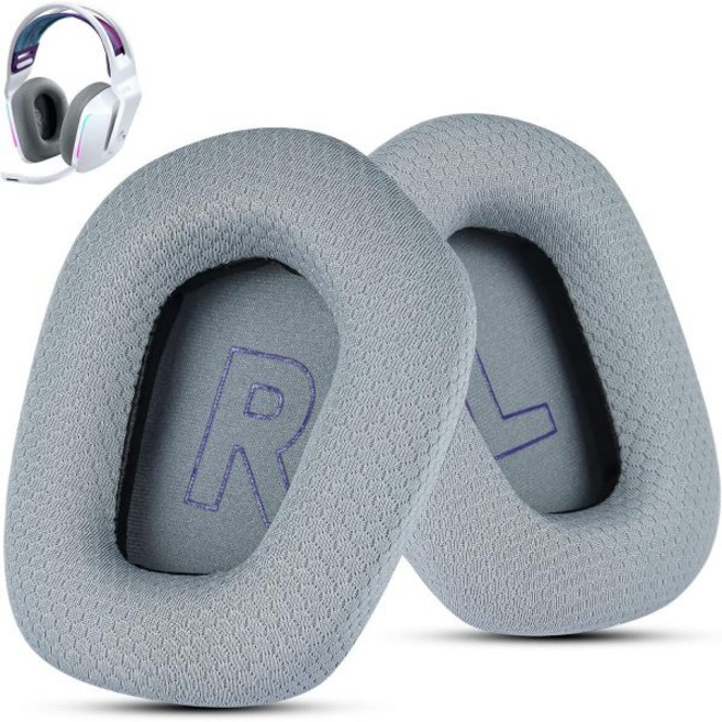 로지텍 G733 게이밍 헤드셋용 패브릭 교체 이어 패드 로지텍 G335 무선 헤드폰 부드러운 메쉬 패브릭 및 아이솔레이션 폼이 포함된 이어패드 액세서리블랙 장착 가능, Grey, 1개
