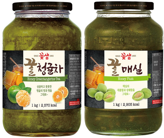 꽃샘 꿀청귤차 +꿀매실차 (액상차), 1개, 2개입, 1kg