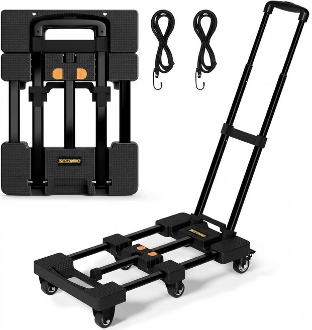 접이식 핸드카트 블랙 핸드 트럭 무게 용량 226kg, 1개