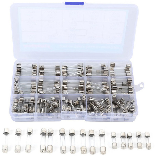 JK 원형 유리관 퓨즈세트 5x20mm 6x30mm 1-20A 250종 전기 휴즈 시거잭 FUSES, 1세트